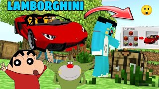 Minecraft | Oggy and Jack Shinchan found lamborghini in Minecraft | Oggy lamborghini mod  Minecraft