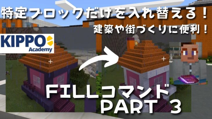 【マイクラ】特定のブロックだけを入れ替える！fillコマンドの使い方~part3~【マイクラでコマンド操作できる！】