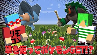 【マイクラ】草から出たアイテムを使って捕まえたポケモンでバトルしたらヤバすぎた！？