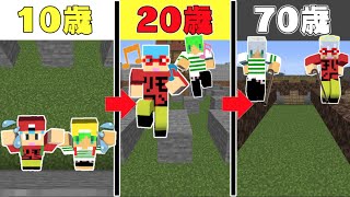 【マイクラ】時間がたつごとに歳を取る世界でアスレチック対決したら面白すぎた！？