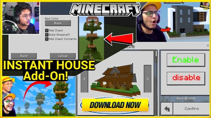 Instant House Add-On! In Minecraft Pe | Instant House Mod For Minecraft Pe | in Hindi | 2021