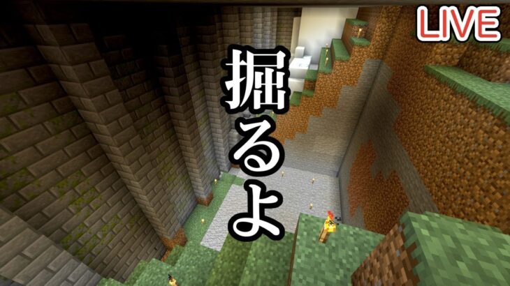 【マイクラ】LIVE：まったりマイクラ！ある施設を作る場所を掘る！（真鯖#242）