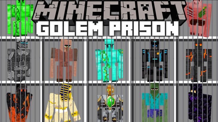 Minecraft GOLEM PRISON MOD / HELP GOLEMS ESCAPE JAIL FROM FNAF MONSTERS !! Minecraft Mods