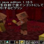 [Minecraft java edition 1.16.5、コマンド]金ブロックを自前で金インゴットにクラフトし取引するピグリン