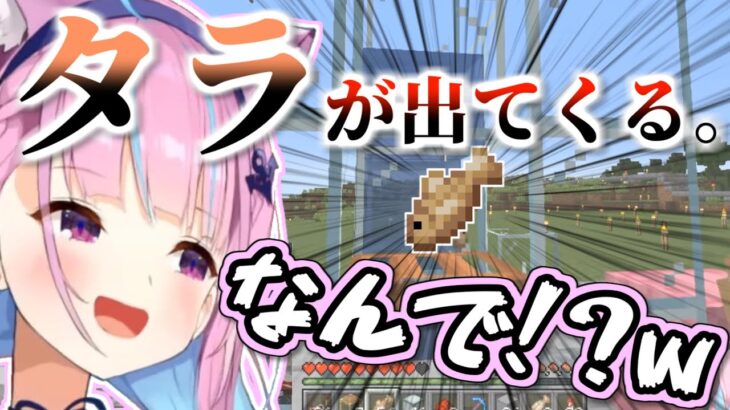 【マイクラ】たらを入れたらたらが出てくる画期的な装置を発明する湊あくあ【ホロライブ】