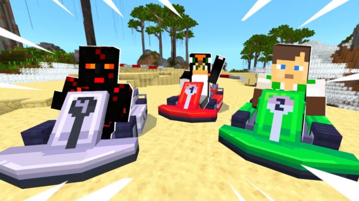 マインクラフトで マリオカート 空飛ぶステージでレースバトル マイクラ まいくら マリオ Minecraft Summary マイクラ動画