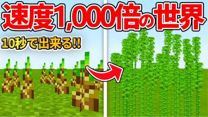 【マイクラ統合版】爆速で全てが成長する！速度1,000倍世界の設定のやり方【PE/PS4/Switch/Xbox/Win10】ver1.16