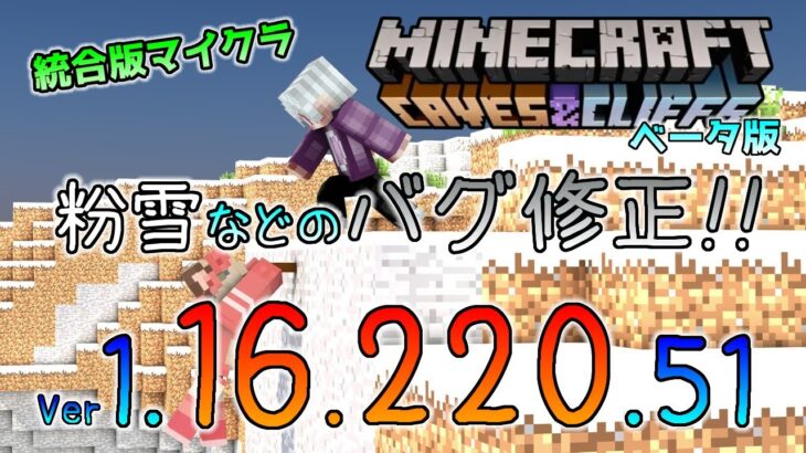 [統合版マイクラ]粉雪などの修正アップデート！今後のアップデート情報 Beta版 ver.1.16.220.51
