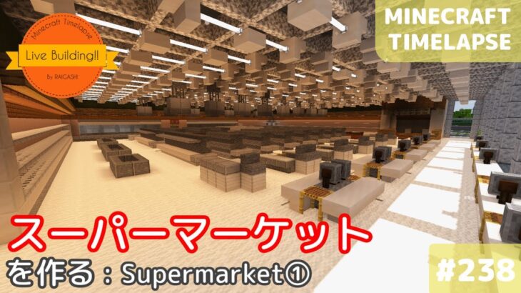 【スーパーマーケットを作る(前編): マイクラ現代建築】Live Building!! # 238【Minecraft Timelapse】