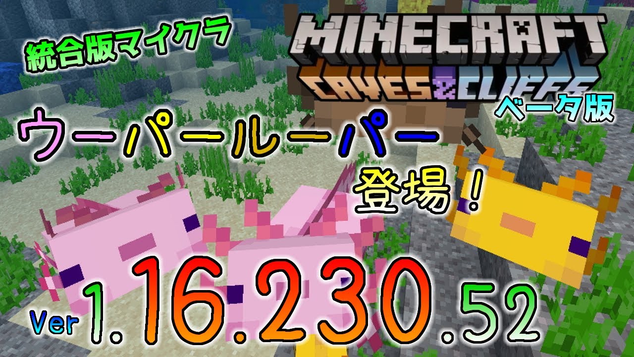 統合版マイクラ ウーパールーパー登場 今後のアップデート情報 Beta版 Ver 1 16 230 52 Minecraft Summary マイクラ動画
