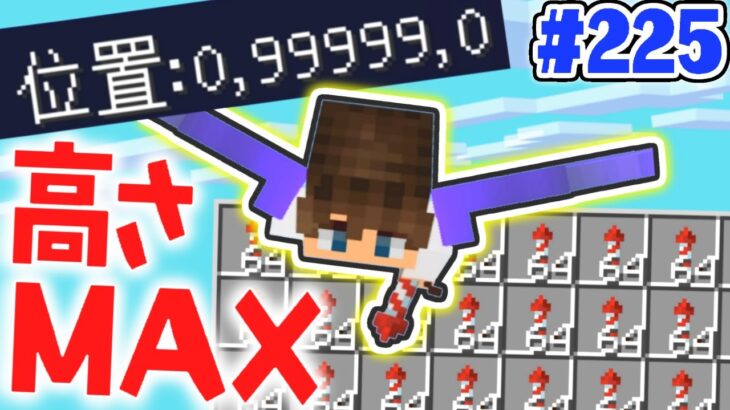 10万座標を突破すると何が起こる!?MAXの高さを目指せ!!マイクラ実況Part225【マインクラフト】