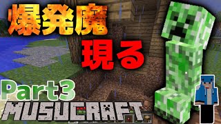 【Minecraft Part3】MUSUCRAFT 何者かに家を壊されて萎えたwww