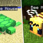Minecraft TURTLE MOB HOUSE VS BEE MOB HOUSE MOD / BUILD MOB INSTANT WITH STRUCTURES ! Minecraft Mods