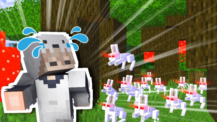 【マイクラ】無限に湧く肉食ウサギから逃げる『マインクラフト』【おれクラ】