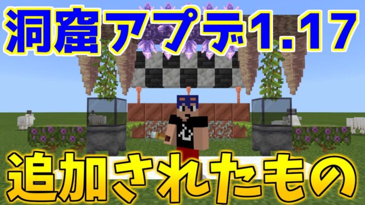 【マイクラ統合版】洞窟&崖アップデート第1弾！バージョン1.17で追加されたもの紹介！ウーパールーパーにヤギ、銅にアメジスト新アイテム大量追加！！【ゆっくり実況】