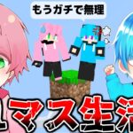 はぁ..大喧嘩!! もう終わりだ…たった1マスしかない世界でサバイバル生活をするマインクラフト【マイクラ】【まひてるクラフト#4】