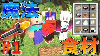 【Minecraft】魔法が使えて日本食が食べれる世界で生きる3人組 #1(前編)【マイクラMOD実況】