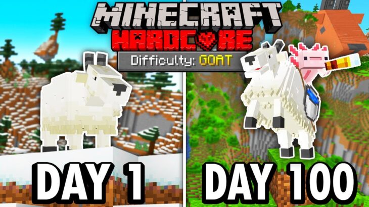 I Survived 100 Days as a GOAT in Hardcore Minecraft… Minecraft Hardcore 100 Days
