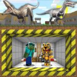 Minecraft BUILD AN UNDERGROUND BUNKER AGAINST THE DINOSAUR JURASSIC WORLD MOBS MOD !! Minecraft Mods