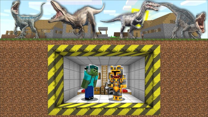 Minecraft BUILD AN UNDERGROUND BUNKER AGAINST THE DINOSAUR JURASSIC WORLD MOBS MOD !! Minecraft Mods