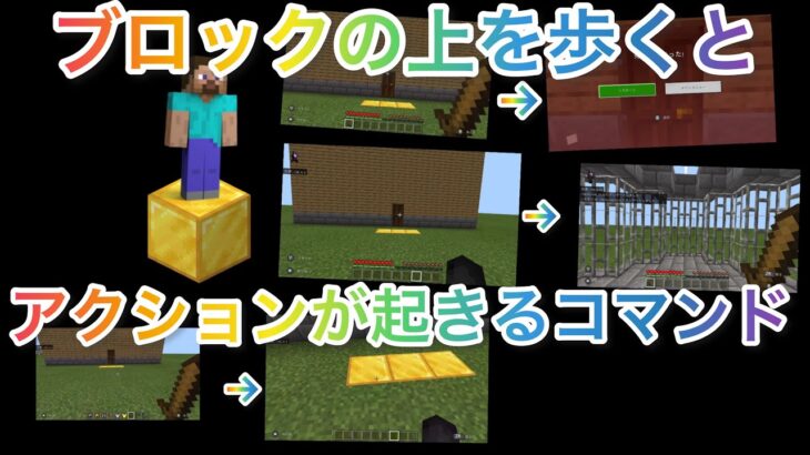 マインクラフト作り方講座　ブロックの上を歩いたらアクションを起こすコマンド