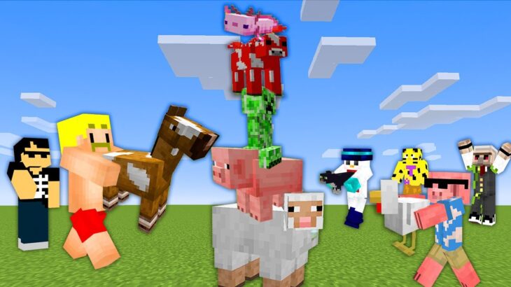 【マイクラ】MOB積み選手権！動物を集めて積み重ねろ！