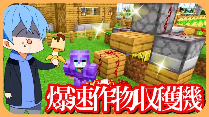 マイクラ 初心者必見！３分で作れる爆速作物収穫装置がコスパ最強過ぎたW【ころん】すとぷり