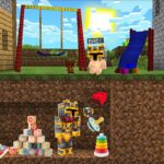 Minecraft FINDING SECRET FORBIDDEN ITEMS UNDER A PLAYGROUND HOUSE MOD / Baby Mobs ! Minecraft Mods
