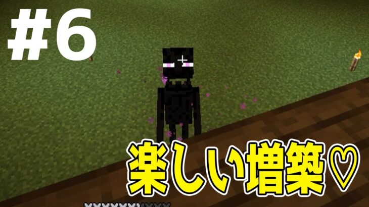 【マインクラフト】完全初心者マイクラ実況 PART6 家増築してたらエンダーマンに処されました…