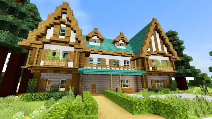 マインクラフト シンプルで大きな洋風の家の作り方 洋風建築 Minecraft Summary マイクラ動画