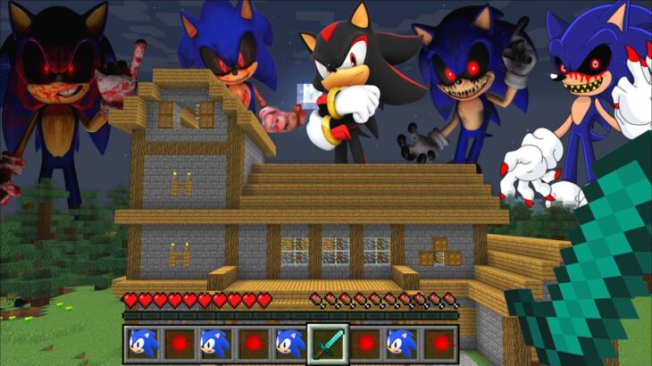 GIANT EVIL SONIC.EXE ATTACK MY Minecraft HOUSE MOD !!