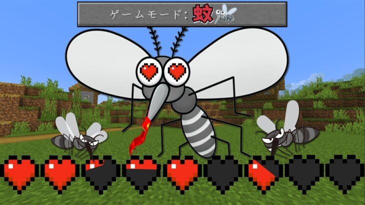 【マイクラ】蚊にHPが吸われていく世界でサバイバルPVPしたら体力がなくなったｗ