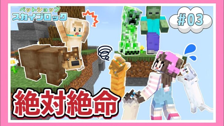 大量モンスターが発生する危険なスカイブロック生活３日目😱🙀💦【マイクラ / マインクラフト / Minecraft】【たまちゃん】