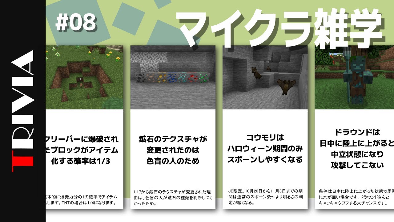 上級者でも意外と知らないマイクラ雑学 08 雑学 Minecraft Summary マイクラ動画