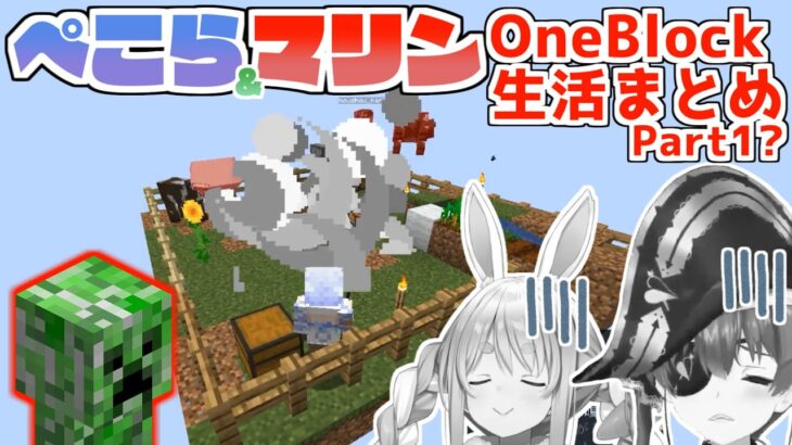 ぺこマリ1ブロックマイクラここすきまとめ Part1？【兎田ぺこら/宝鐘マリン/Oneblock/ホロライブ切り抜き】