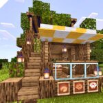【マインクラフト】屋上テラスのあるオークのカフェの作り方【Minecraft】How to build a cafe【マイクラ建築解説】