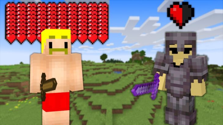 【マイクラ】超体力で貧弱装備 VS 貧弱だけど最強武器 どちらがエンドラ討伐強いのか検証！