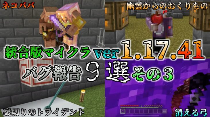 【統合版マイクラ】Ver1.17.41 マイクラのバグ9選～その3～ 統合版マインクラフト・バグ報告会【Switch/Win10/PE/PS4/Xbox】