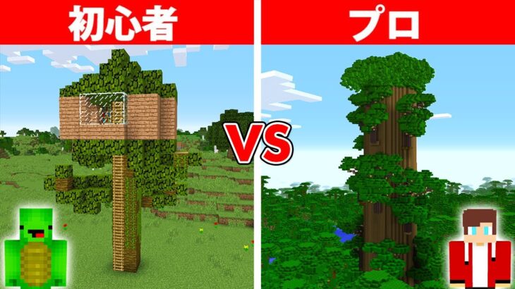 超巨大ツリーハウス作り対決【初心者 vs プロチーター まいくら・マインクラフト】