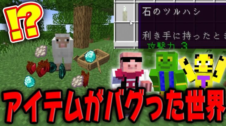 ぶっ壊れ!?アイテムの見た目がランダムになったバグ世界がヤバすぎたww【マインクラフト_帰宅部】