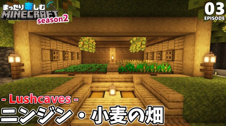 まずは食料確保！ニンジン・小麦の畑を作る【マインクラフト】繁茂した洞窟#3