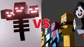 銃と爆弾 現代兵器を持った人間50人 vs ウィザー100体　-マインクラフト【KUN】