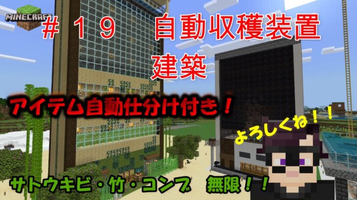 １９ 自動収穫装置建築 コンブ 竹 サトウキビ取れ放題 マインクラフト 統合版be 実況 Minecraft Summary マイクラ動画