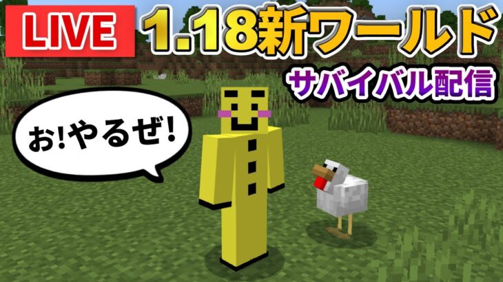 🔴【マイクラLive】徹夜で1.18新規ワールド開拓します