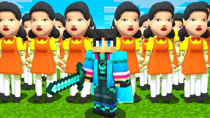【マイクラ】大量のイカゲームの化け物が襲ってくるマインクラフト【マインクラフト】【まいくら】