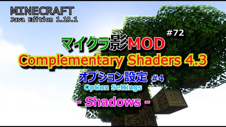 【マイクラ影MOD #72】Complementary Shaders オプション設定 #4 Shadows  [1.18.1]