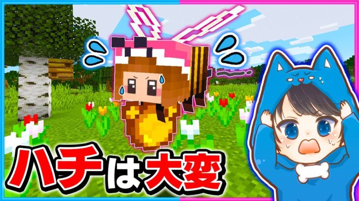 ミツバチとして生きるマインクラフトが大変だった！？🐝🐝【マイクラ/まいくら】