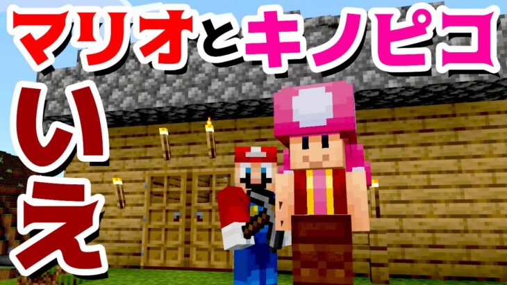 【ゲーム遊び】第1話 マリオとキノピコの家 マリオのサバイバルでマイクラ【アナケナ&カルちゃん】Minecraft