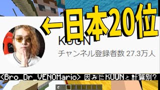 実はKUN、日本で２０番目に再生数が多いチャンネルでした -マインクラフト【KUN】