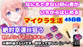 【マイクラ】司書さんのエンチャントガチャ！幸運Ⅲ欲しい。経験値30溜める！村に食料畑も作る。なにもできない初心者が一からはじめるマイクラ生活45日目。【#綺羅コオリ​/新人Vtuber】